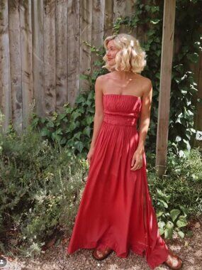 Peony - Floral Chiffon Strapless Maxi Dress Size M (diff cover photo colour)